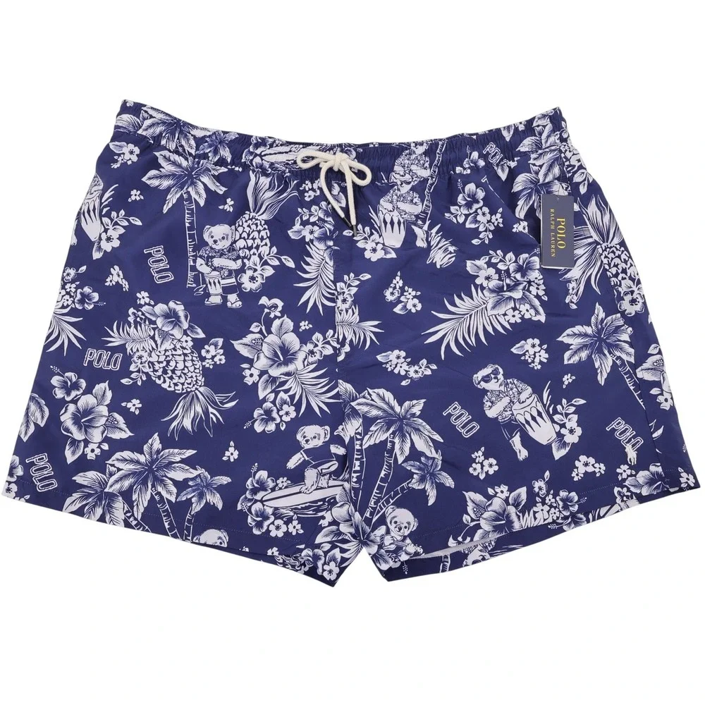 NEW Polo Ralph Lauren Polo Bear Swim Trunks Navy Blue Men 3XB Mesh Liner Shorts